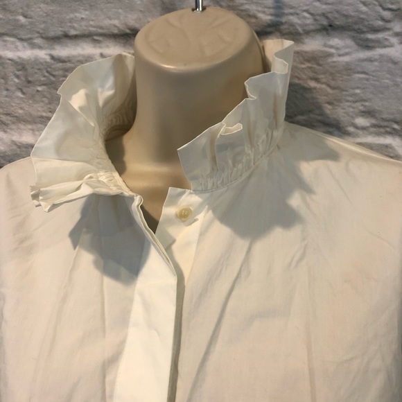 Akris Punto Women's US 10 Ruffled Turtleneck Blouse Top- Cream - Picture 8 of 13